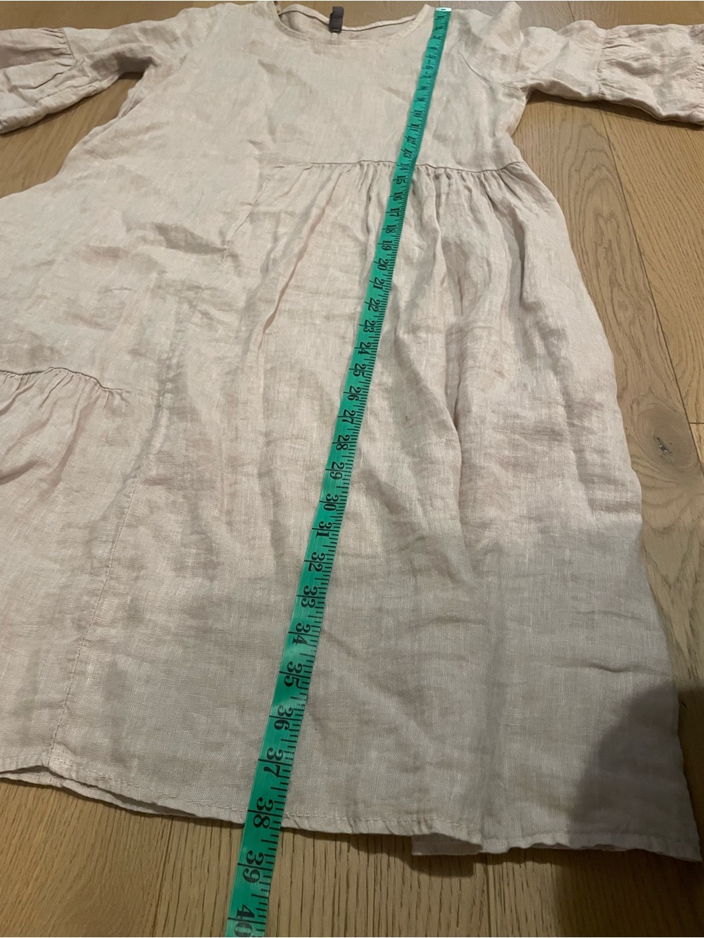 Neutral Linen Tiered Midi Dress in Beige - Picture 10 of 10
